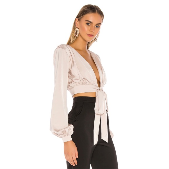 Champagne Deep-V Blouse - Picture 2 of 3